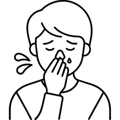 Cartoon vector illustration of a man with a headache, his angry expression highlighting the pain in his head