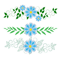 Flowers with branches for decorative dividers-swirls
