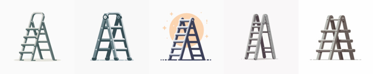 Foldable Step Ladder Vector Illustration – Minimalist Clipart for Construction, Home Renovation, and DIY Projects