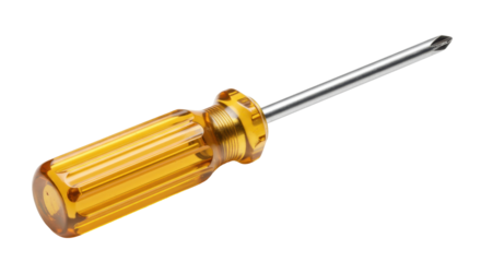 Isolated Yellow Phillips Head Screwdriver with Transparent Handle