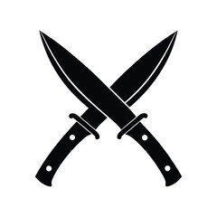 Crossed Hunting Knives A Black and White Icon Graphic