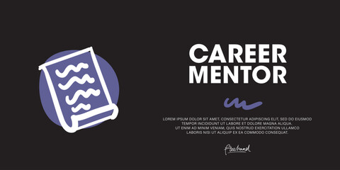 Career mentor a Modern Web Banner Concept Using hand-drawn Doodle icon Graphics.