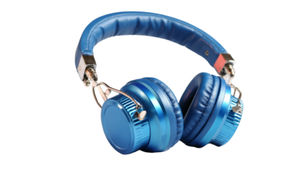 [Transparent Background PNG]Stylish Blue Headphones on a Light Background