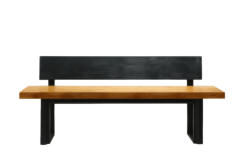 [Transparent Background PNG]Modern Wooden Park Bench with Metal Frame
