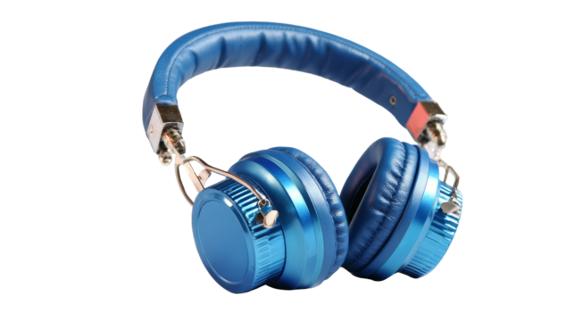 [Transparent Background PNG]Stylish Blue Headphones on a Light Background
