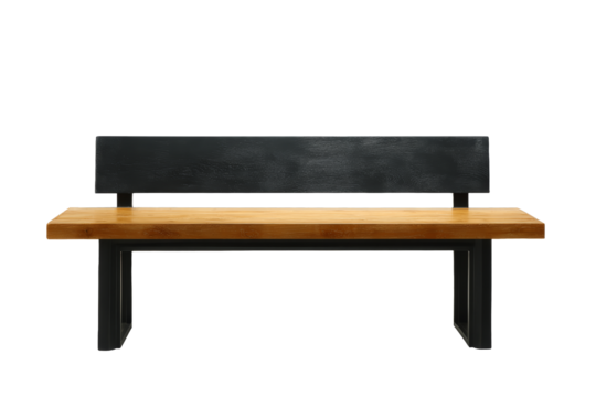 [Transparent Background PNG]Modern Wooden Park Bench with Metal Frame