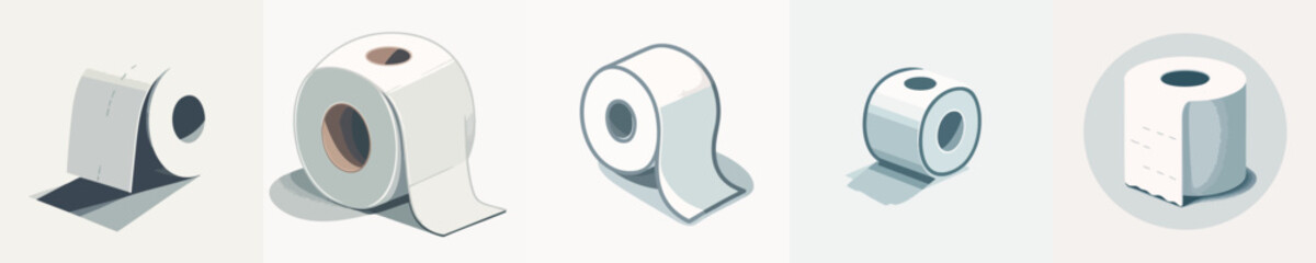 Toilet Paper Roll Vector Set Clean Minimal Style Bathroom Hygiene Essential Clipart for Packaging, Print, and Digital Use