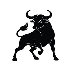 Powerful Black Bull Silhouette A Majestic Animal Vector Illustration