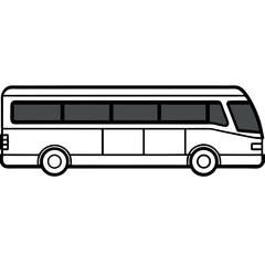 Red retro public passenger tour bus vector illustration