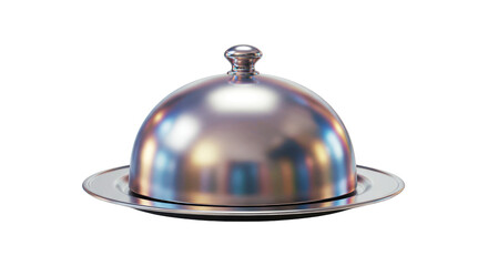 Obraz premium Isolated Shiny Silver Restaurant Cloche Food Cover and Serving Tray