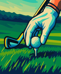 teeup golf pop art illustration design vector art