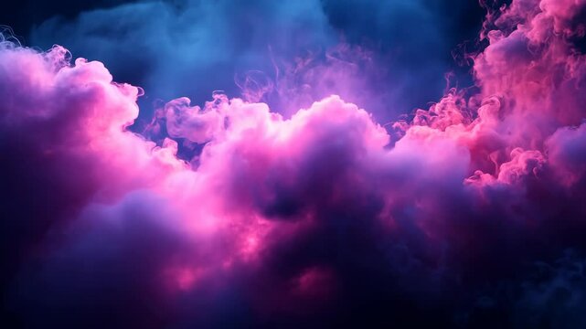 Vivid pink and blue cloudscape, dramatic lighting, ethereal feel
