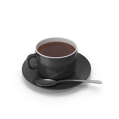 Black White Coffee Cup With Spoon isolated on transparent background