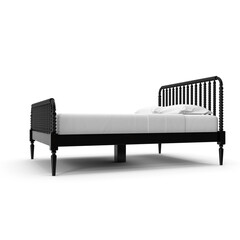 Black Wood Bed isolated on transparent background