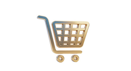Isolated Shiny Golden Shopping Cart Icon for E-commerce Purchase