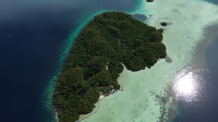 Aerial View of Beser Bay, Gam Island, Raja Ampat...