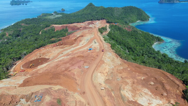 Nickel Mining Operation Near Wayag Island, Raja Ampat, Indonesia &ndash; Aerial View