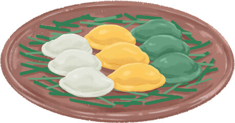 Traditional Korean Rice Cake Songpyeon-Korean Traditional Holiday Food Vector