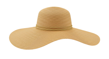 Isolated Wide Brim Sun Hat with Braided Cord