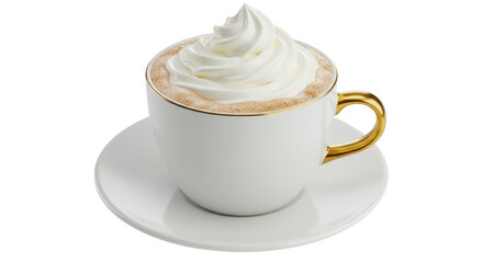 Isolated White Cup of Cappuccino with Whipped Cream