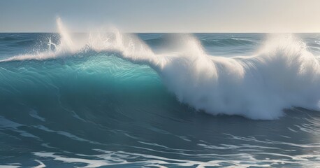 Abstract blue ocean waves, sunlight, white foam, dynamic surf , ripple, sunlight