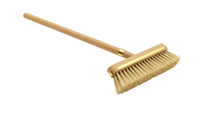 Isolated Wooden Floor Broom with Brush