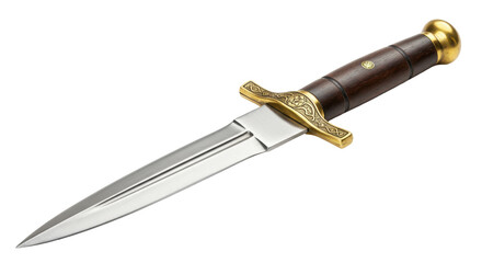 Isolated Ornate Dagger with Dark Wooden Handle and Golden Guard © Daniel