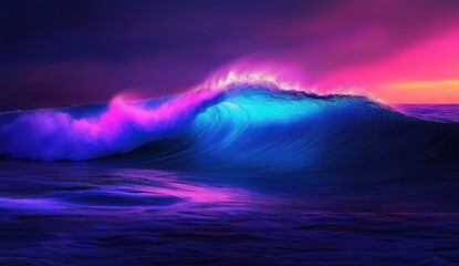 Neon wave at twilight