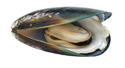 Isolated Fresh Open Mussel Shell Revealing Meaty Interior © Daniel