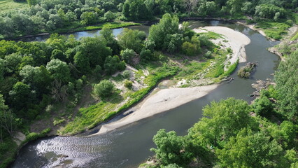 River Meanders in Natural Landscape Czech Republic also known as Meandry reky Odry..