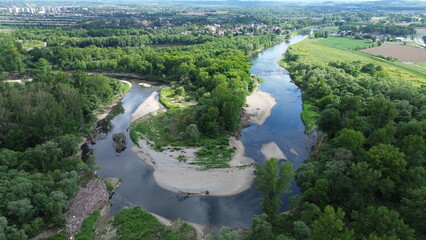 River Meanders in Natural Landscape Czech Republic also known as Meandry reky Odry..