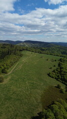 Aerial Footage of Stary Gron Viewing Platform Beskid Mountains Poland..