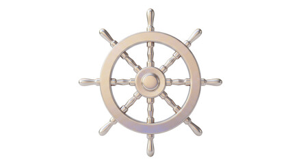 Isolated Metallic Ships Helm Steering Wheel Nautical Navigation Symbol