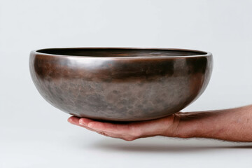 Craftsman showcases unique handmade metal bowl in artistic display during workshop