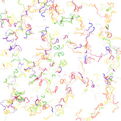 Abstract background of colorful thin lines, intertwined and overlapping, creating a vibrant and dynamic visual texture.