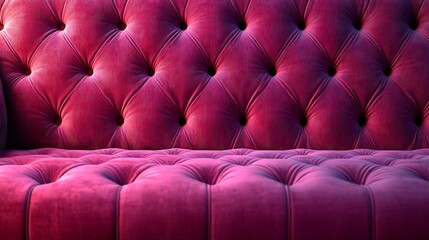 Obraz premium Luxurious velvet upholstery featuring a deep magenta hue and classic button tufting