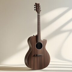 Obraz premium acoustic guitar on grey wall
