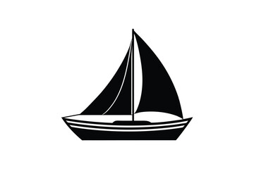 Silhouette art illustration of a sailboat with a single mast and sail.eps