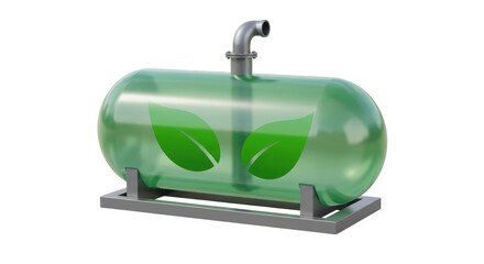Isolated Green Biofuel Tank with Leaf Symbol for Eco Friendly Energy
