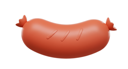 Isolated Cartoon Style Sausage with Lines