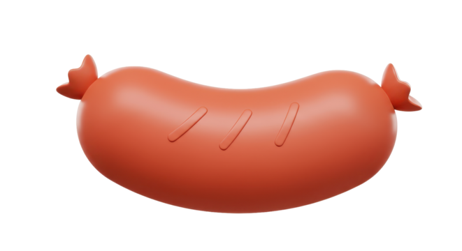 Isolated Cartoon Style Sausage with Lines