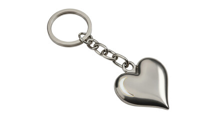 Isolated Silver Heart Keychain with Chain