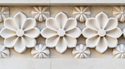 Naklejka premium Ornate, carved stone floral border design.