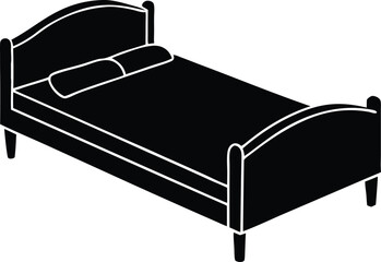 Sleeping bed silhouette vector illustration.