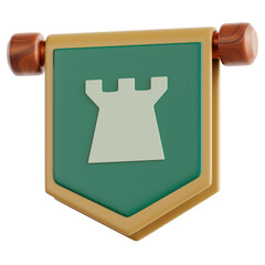 A detailed 3D medieval icon of Medieval Banner. Perfect for fantasy games, UI design, apps, infographics, and educational projects. High quality render