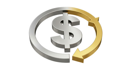 Isolated Gold and Silver Dollar Exchange Symbol