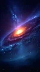 Fototapeta premium Cosmic Spiral Galaxy with Bright Center Illuminating Space