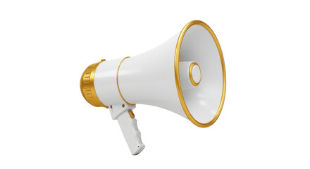 Isolated Megaphone with White and Gold Design
