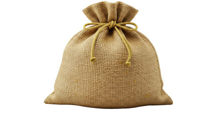 Isolated Burlap Sack Tied with String