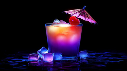 Neon Cocktail Drink Summer Party Blue Purple Orange Ice